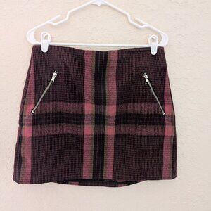 GAP Purple Maroon Pink Plaid Flannel Mini Skirt Size 6 Zipper Holidays Christmas